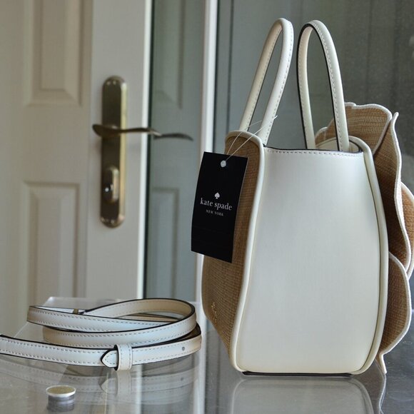 Kate Spade KK969 Flora Rose Straw Crossbody - Picture 9 of 13